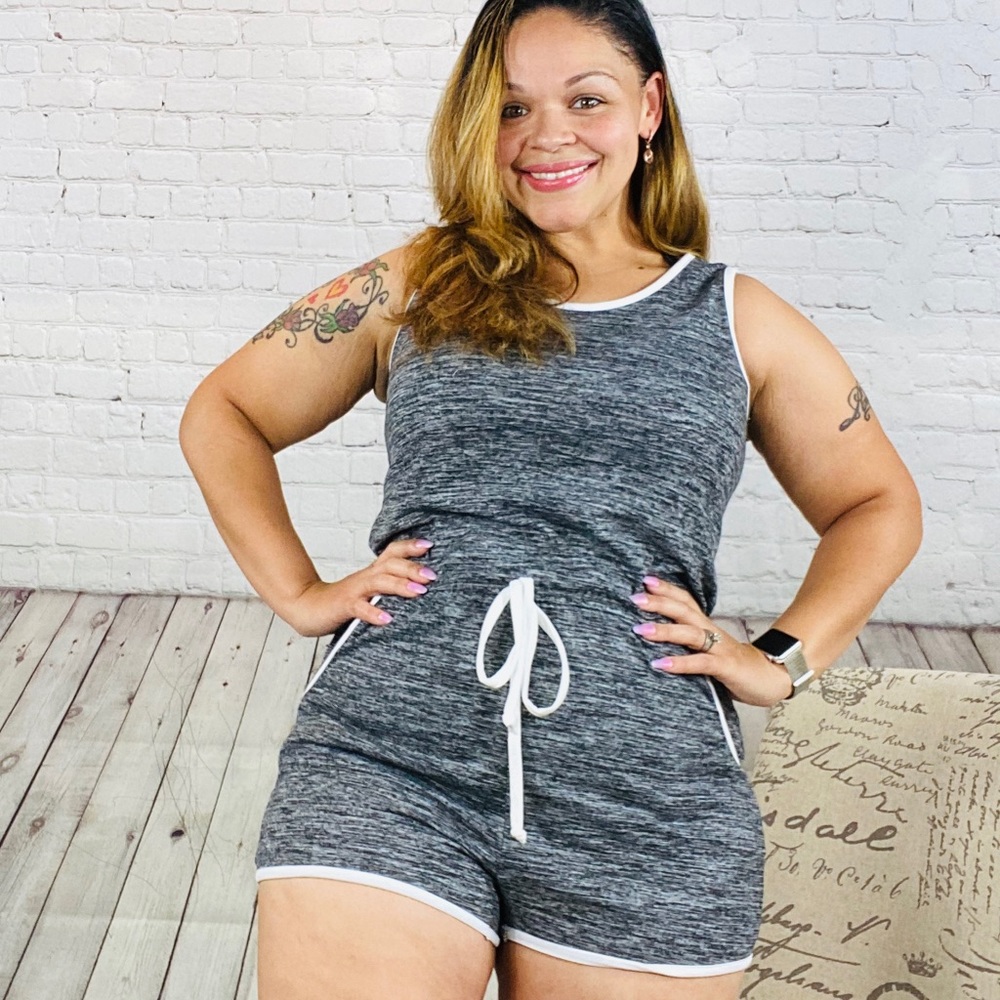 Tie Waist Tank Romper w/Pockets L/XL - Picture 1 of 7